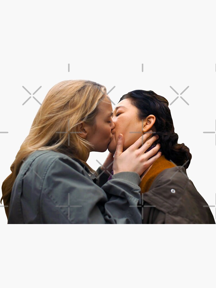 Villanelle And Eve Kissing Villaneve Kissing Killing Eve Sticker By Designite Redbubble