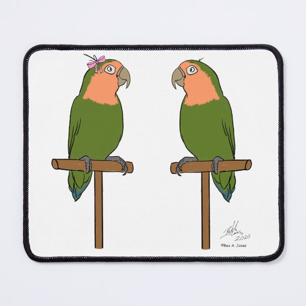 Item preview, Crazy Bird Man with peachfaced lovebirds designed and sold by Laughing Parrot Studio.