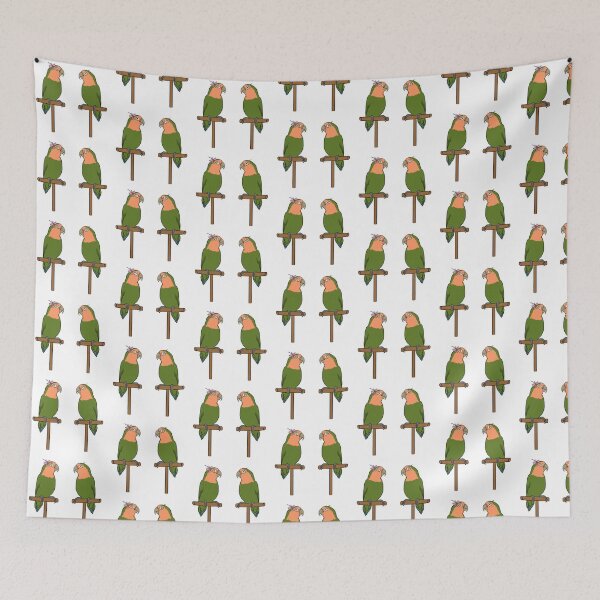 Item preview, Crazy Bird Man with peachfaced lovebirds designed and sold by Laughing Parrot Studio.