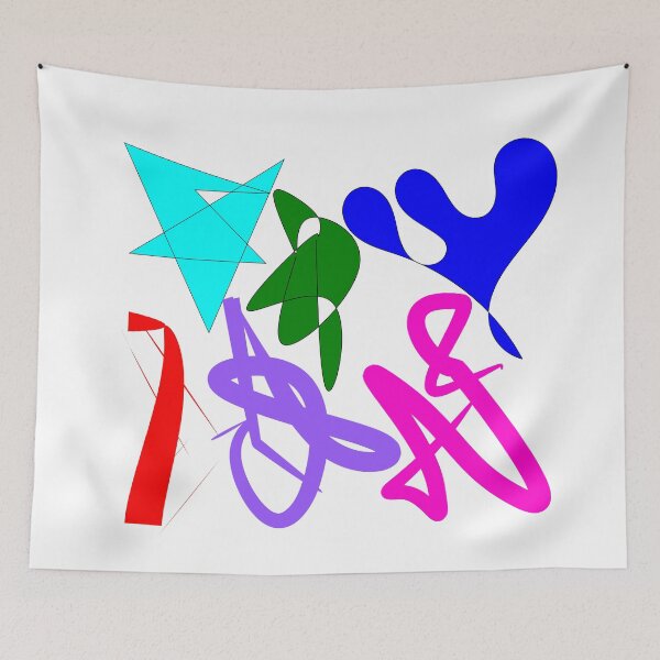 Item preview, Colorful abstract designs using bezier pen on white background designed and sold by Becky Hunter.