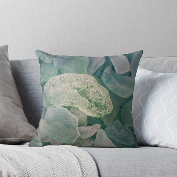 Item preview, Sea Glass Light Green Piece on Sea Foam Soft Blue Aqua Lavender Pieces designed and sold by Beachy.