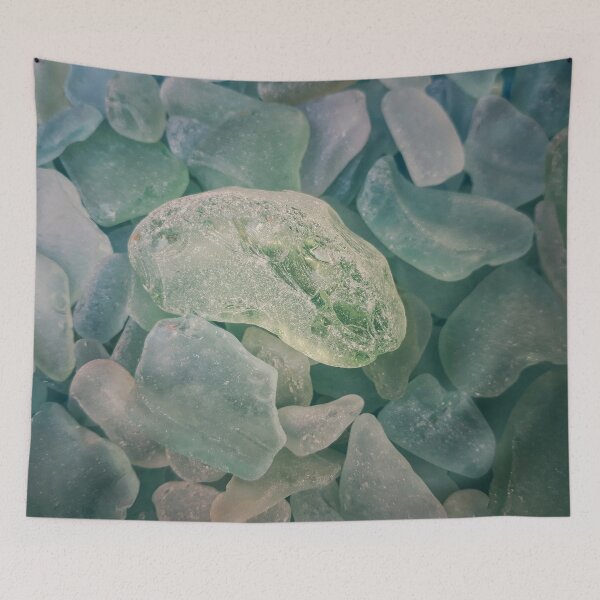 Item preview, Sea Glass Light Green Piece on Sea Foam Soft Blue Aqua Lavender Pieces designed and sold by Beachy.
