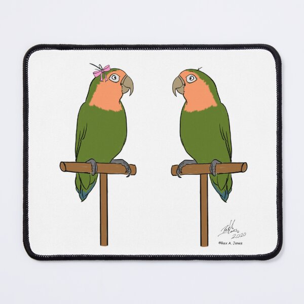 Item preview, Crazy Bird Lady with peachfaced lovebirds designed and sold by Laughing Parrot Studio.