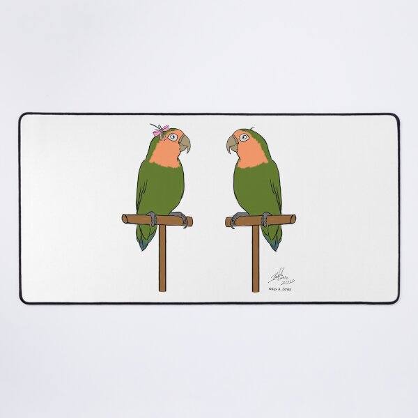 Item preview, Crazy Bird Lady with peachfaced lovebirds designed and sold by Laughing Parrot Studio.