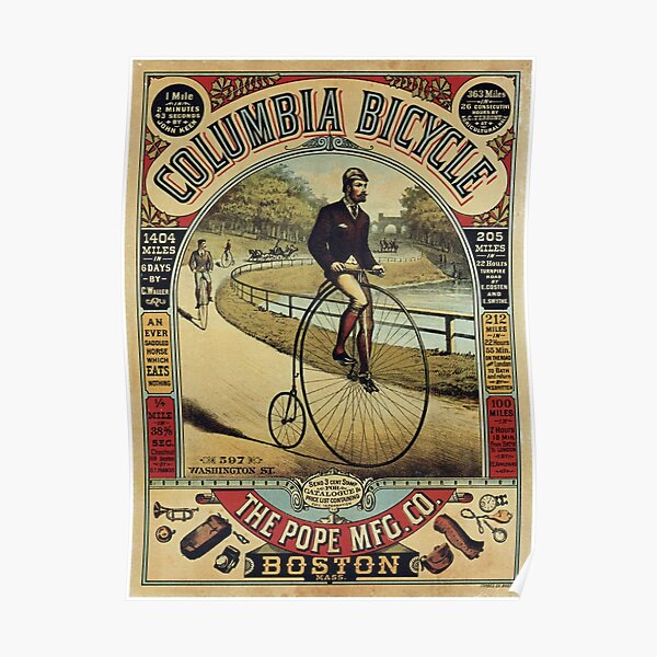 HARE RABBIT OLD PENNY FARTHING BICYCLE VINTAGE DICTIONARY STYLE ART PRINT POSTER 