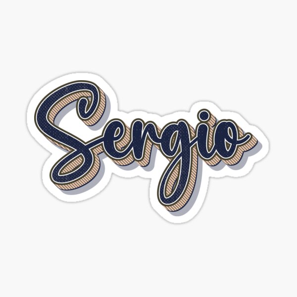 sergio-name-handwritten-text-sticker-by-urbantale-redbubble