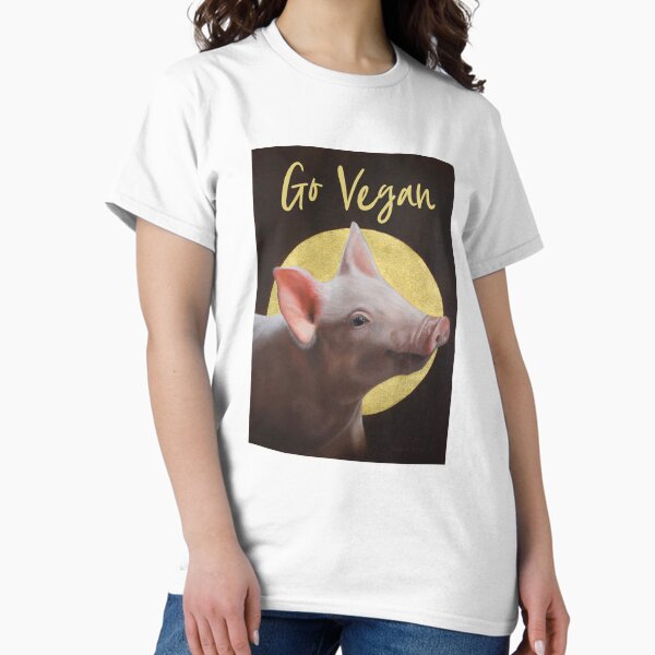 Vista previa del artículo con la obra «Santo cerdo (vuélvete vegano)», diseñado y vendido por Ruben van der Meer.