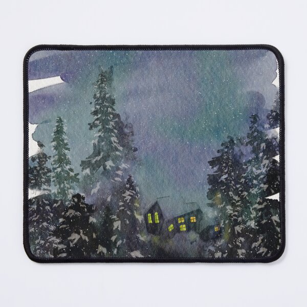 Item preview, Watercolor Winter Cabin Scene designed and sold by Em0523.