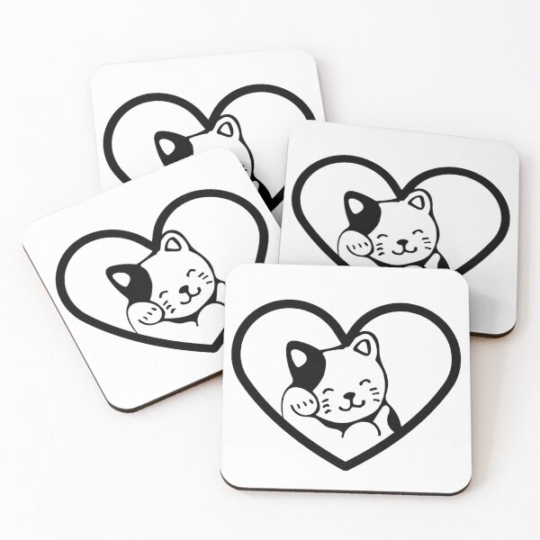 Item preview, Cat - cool black and white heart cat designed and sold by priyankajustine.