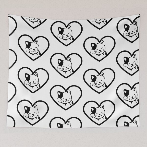 Item preview, Cat - cool black and white heart cat designed and sold by priyankajustine.