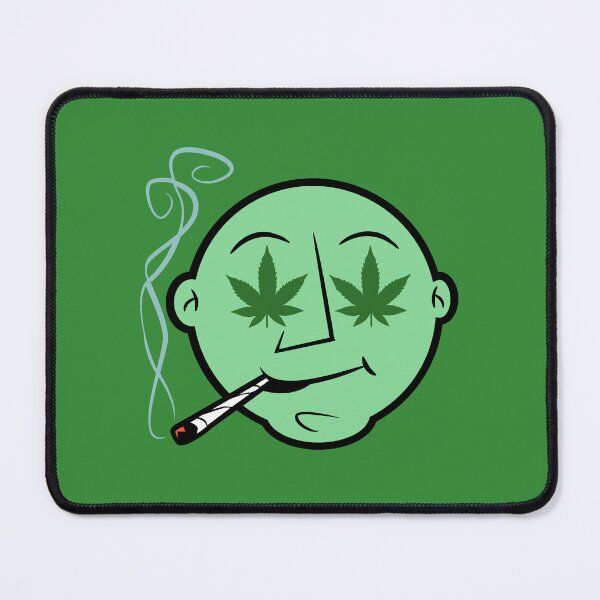 Item preview, Funny Green Smiley Face with Weed Leaf Eyes and a Joint Design 420/Weed/Cannabis/Pot/Marijuana Design designed and sold by SteamParliament.