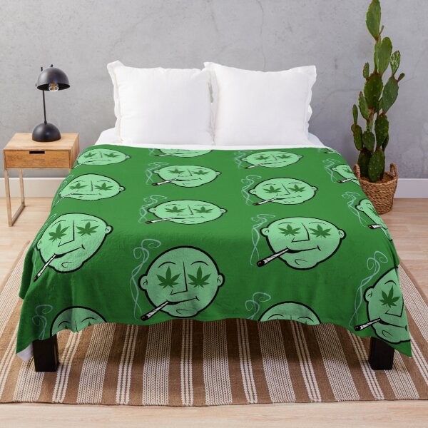 Item preview, Funny Green Smiley Face with Weed Leaf Eyes and a Joint Design 420/Weed/Cannabis/Pot/Marijuana Design designed and sold by SteamParliament.