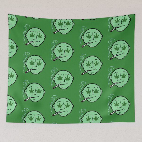 Item preview, Funny Green Smiley Face with Weed Leaf Eyes and a Joint Design 420/Weed/Cannabis/Pot/Marijuana Design designed and sold by SteamParliament.