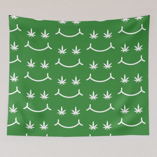 Item preview, Funny White Smiley Face with Weed Leaf Eyes Design 420/Weed/Cannabis/Pot/Marijuana Design designed and sold by SteamParliament.