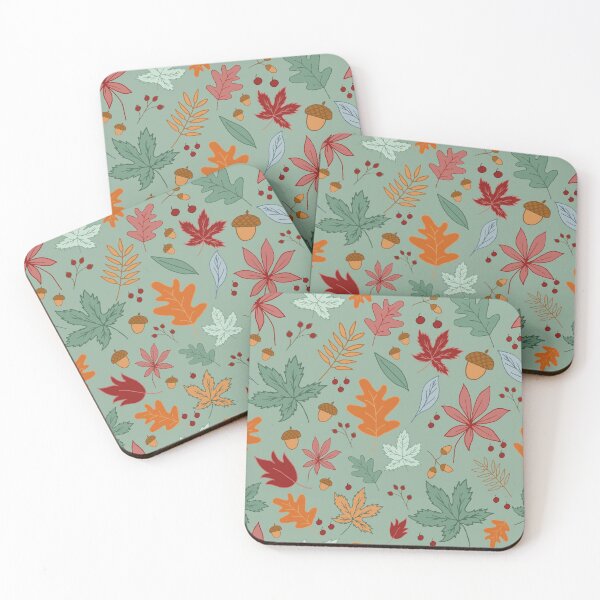 Item preview, autumn leaves green background designed and sold by Silviaclara.