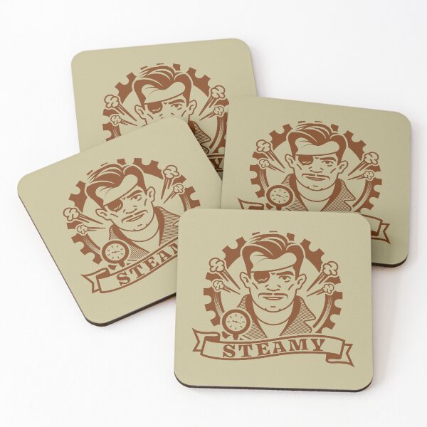 Item preview, Steamy Steampunk Man With Gears, Eyepatch, and Curly Mustache Design designed and sold by SteamParliament.