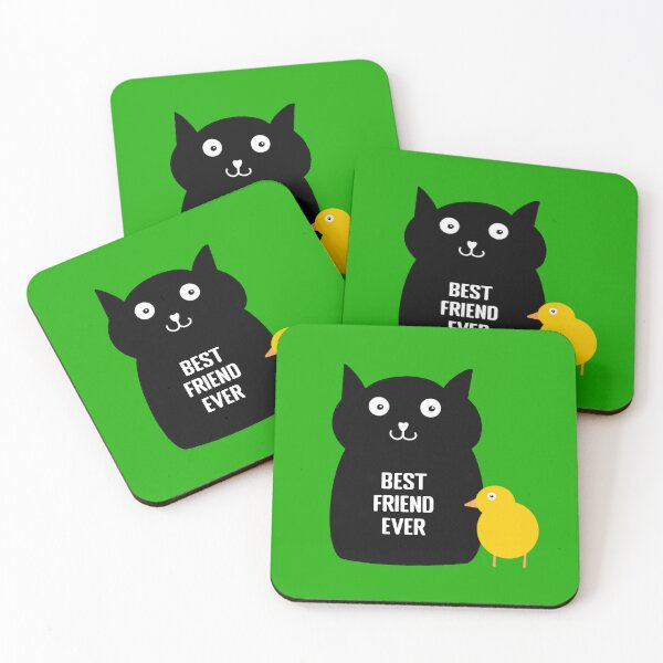Item preview, Cute Black Cats Yellow Chick Best Friend Ever Illustration designed and sold by wenjunior.