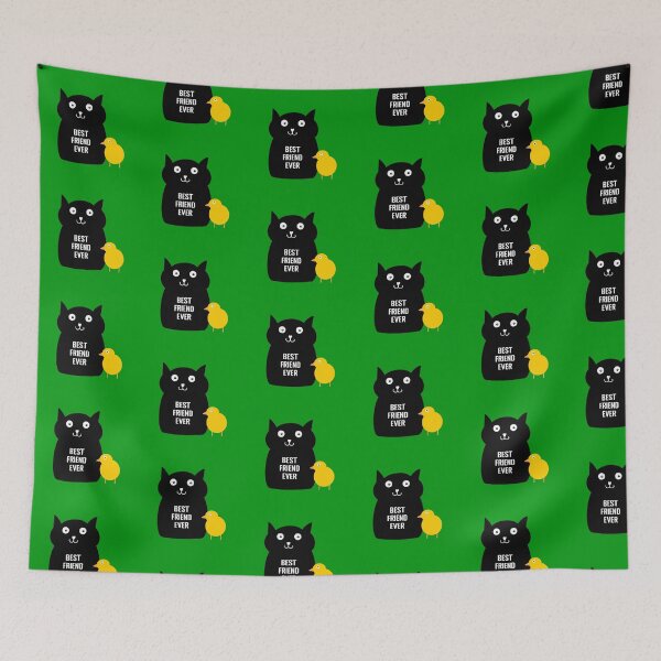 Item preview, Cute Black Cats Yellow Chick Best Friend Ever Illustration designed and sold by wenjunior.