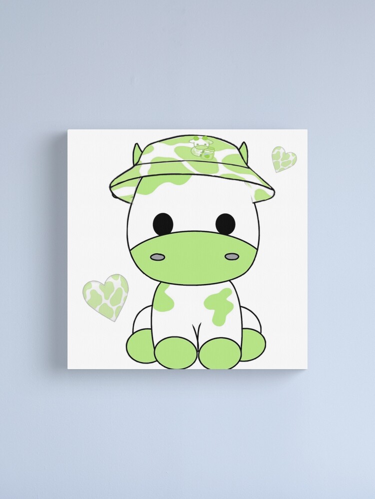 Cute cow, green cow, kawaii cow  Photographic Print for Sale by CastiloART