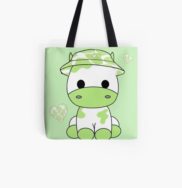 Cute cow, green cow, kawaii cow  Photographic Print for Sale by CastiloART