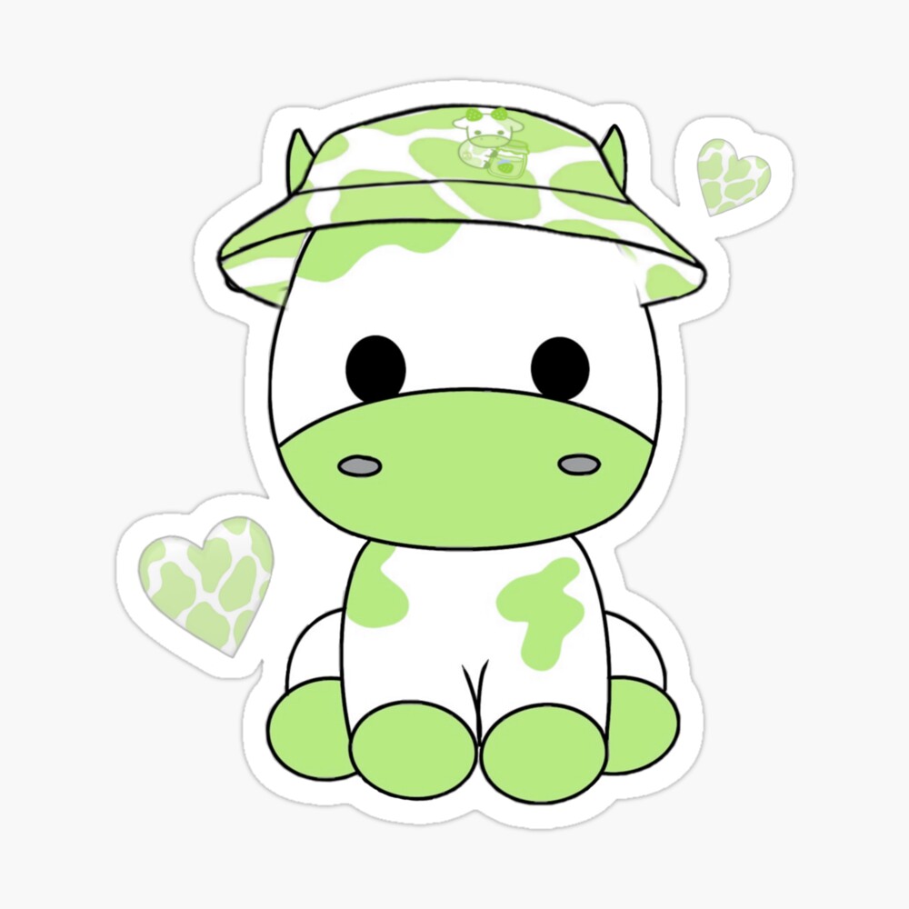 Cute cow, green cow, kawaii cow \