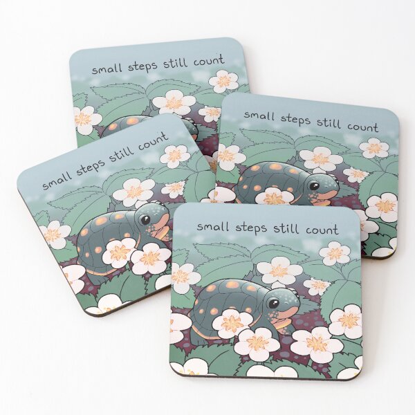 Item preview, "Small Steps Still Count" Baby Turtle in Strawberry Flowers designed and sold by thelatestkate.