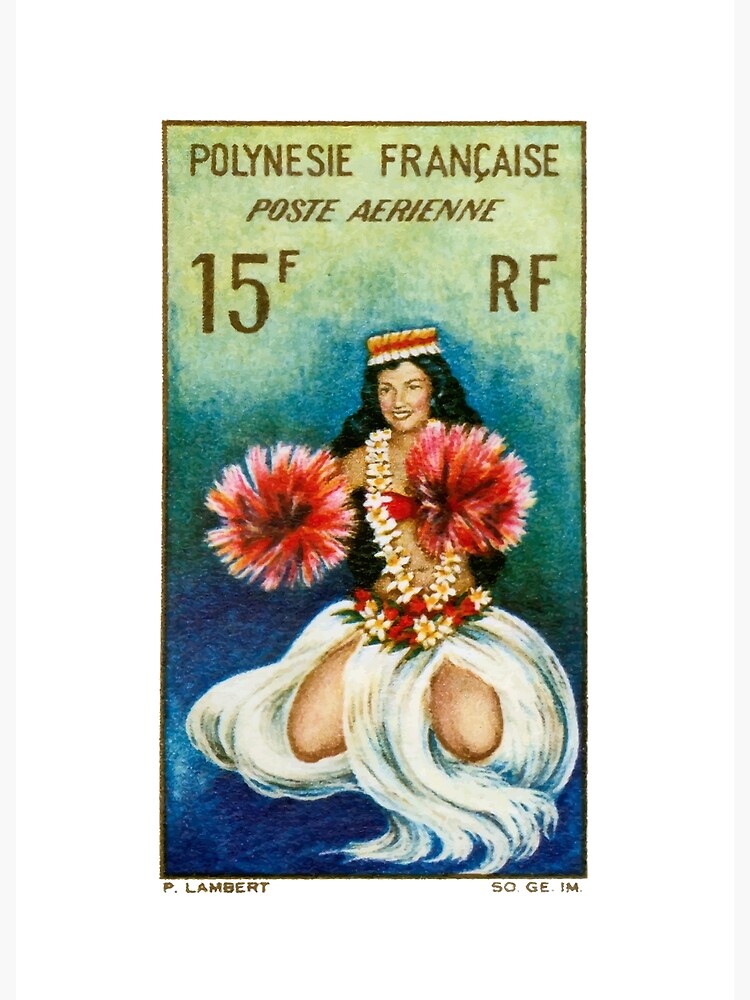 "1958 FRENCH POLYNESIA Tahitian Dancer Postage Stamp" Greeting Card for