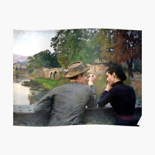 Les Amoureux by Émile Friant, Les Amoureux, Emile, Friant, Lovers, Painting, Color Fixed, Retouched, Classic Poster