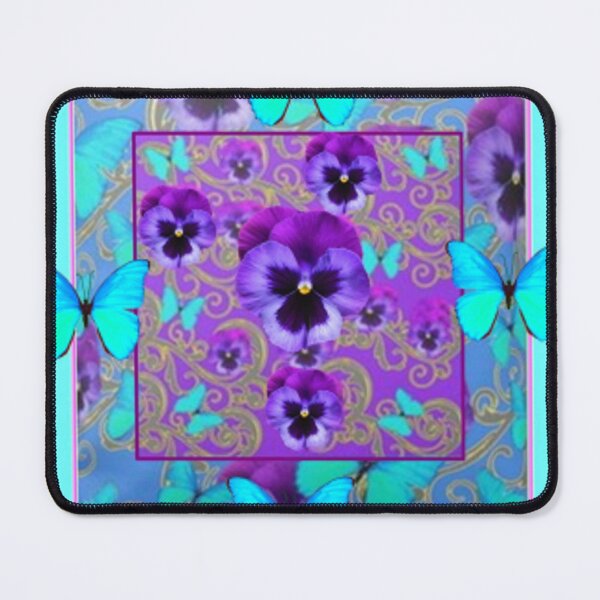 Item preview, PURPLE PANSY BLUE BUTTERFLIES GARDEN PATTERN ART designed and sold by sharlesart.