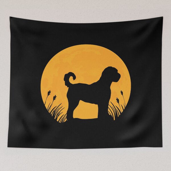 Item preview, labradoodle Dog lover Silhouette in full moon gift designed and sold by alaechamlal.