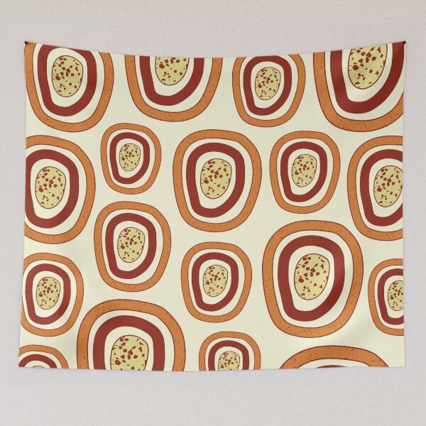 Item preview, Funky abstract orange and red circles pattern designed and sold by Thegentleshop.