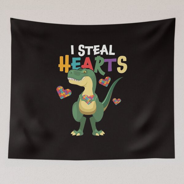 Item preview, Autistic Dino Steal Hearts Autism Awareness T-Rex Support designed and sold by TomGiantDesigns.