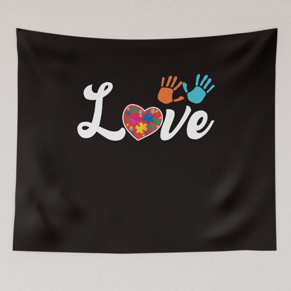 Item preview, Love Autistic Heart Autism Awareness Support Puzzle Ribbon designed and sold by TomGiantDesigns.