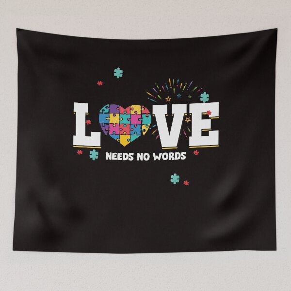 Item preview, Love Needs No Words Heart Autism Awareness Puzzle Ribbon designed and sold by TomGiantDesigns.