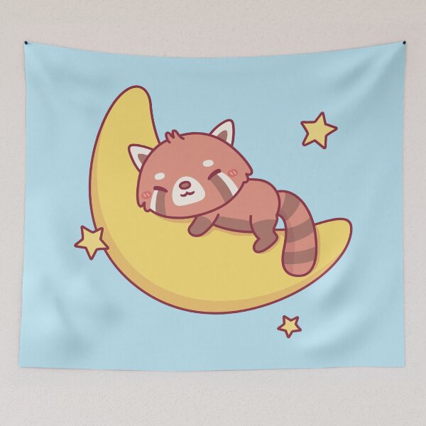Item preview, Cute Red Panda Sleeping On The Moon designed and sold by rustydoodle.