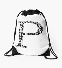 P Filled | Typography Drawstring Bag