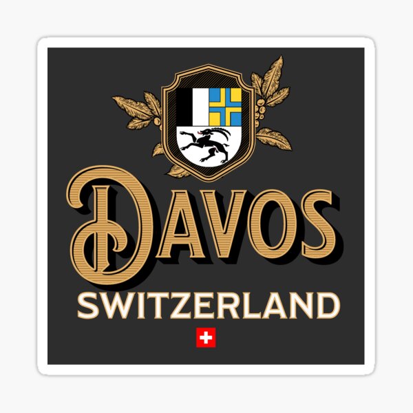 Davos, die Schweiz Vintage Crest/Coat of Arms mit Schweizer Flagge Sticker