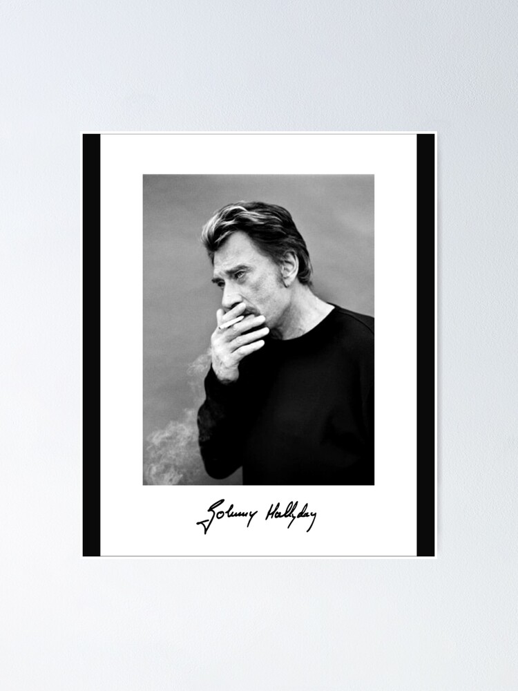 Johnny Hallyday Portrait jeune noir et blanc classique Poster