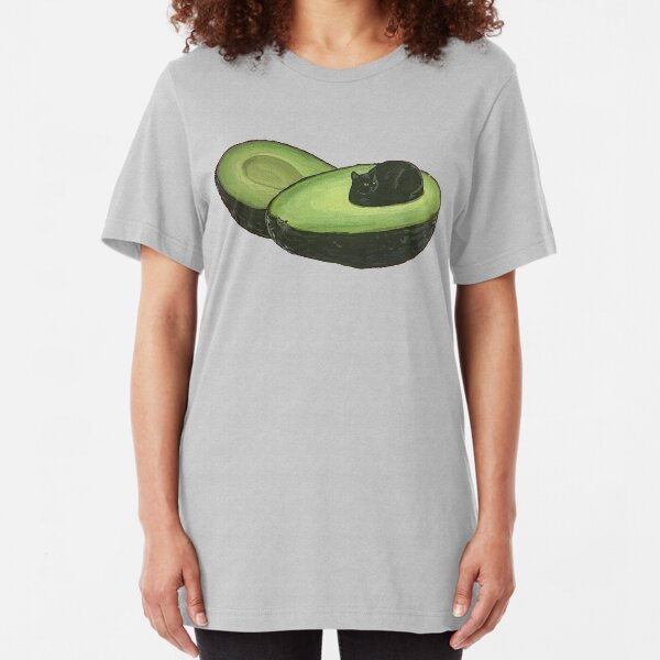 Avocado Cat Slim Fit T-Shirt