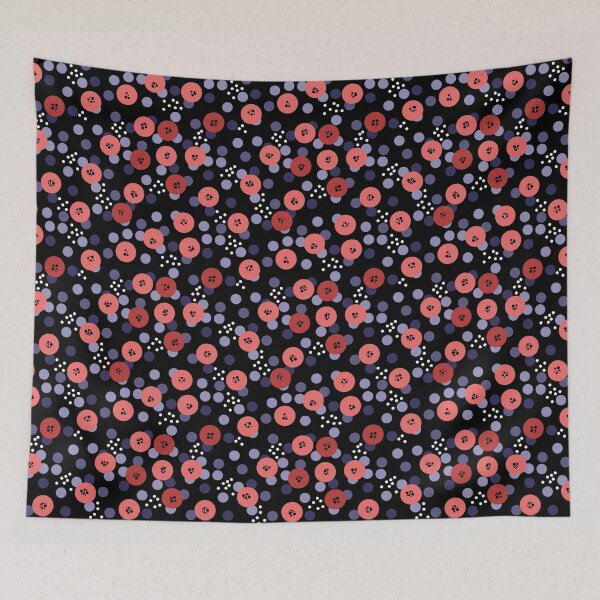 Item preview, Salmon polka dots on a black background . designed and sold by fuzzyfox.