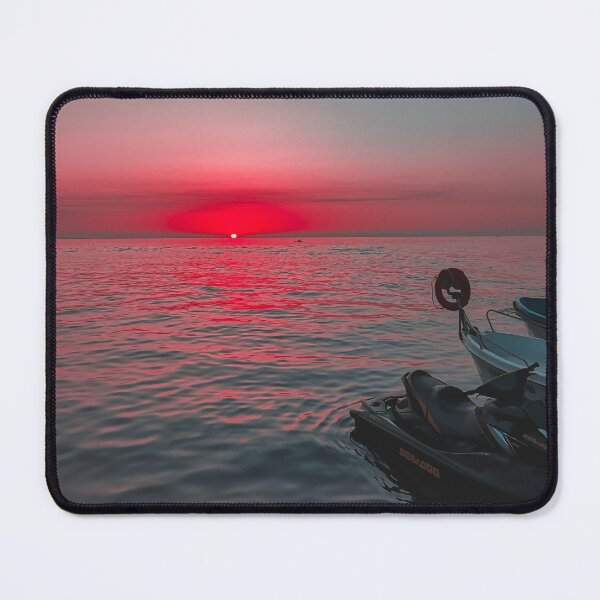 Item preview, Red Sunset from the ocean & black jetski designed and sold by anisbbmbrush.