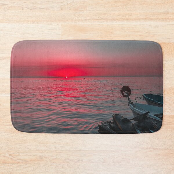 Item preview, Red Sunset from the ocean & black jetski  designed and sold by anisbbmbrush.