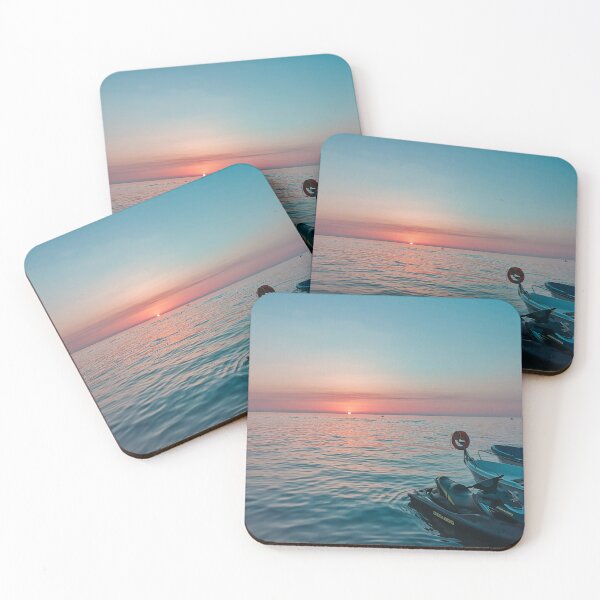 Item preview, Yellow  Sunset from the ocean & black jetski  designed and sold by anisbbmbrush.