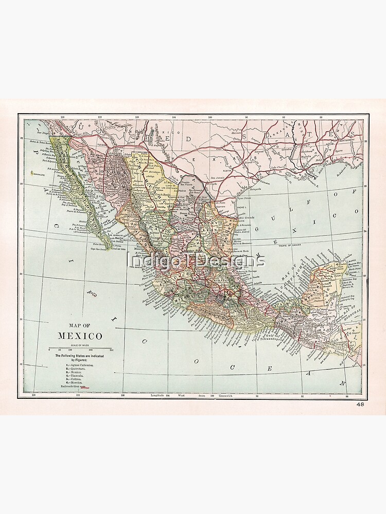 “Vintage Map of Mexico” Poster by IndigoTDesigns | Redbubble