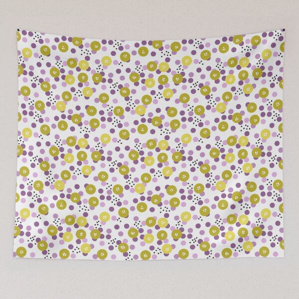 Item preview, Yellow and pink polka dots on a black background . designed and sold by fuzzyfox.