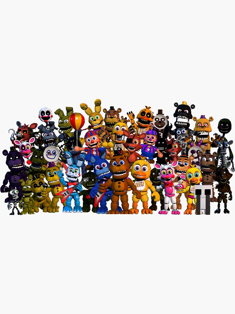 Five Nights at Freddy's all Sticker for Sale by rebbecatorre