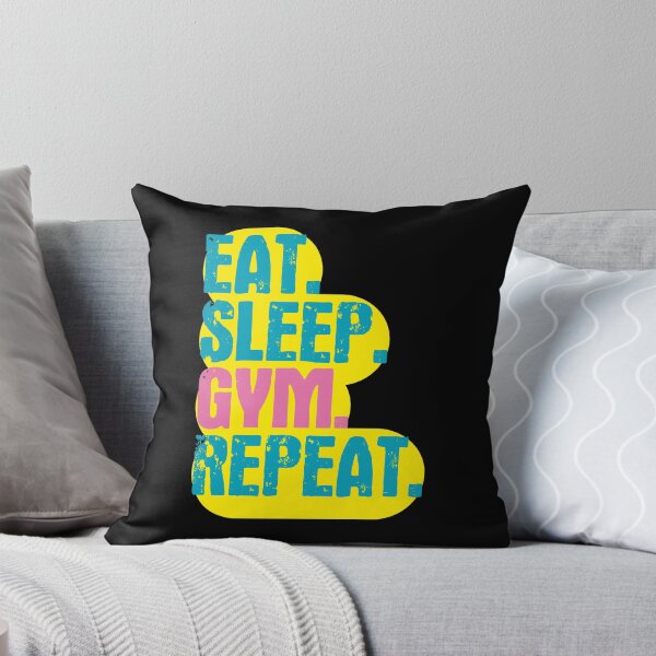 Item preview, Eat Sleep Gym Repeat - Funny Retro Vintage Colors Typography Satire designed and sold by FunnyHomeQuotes.