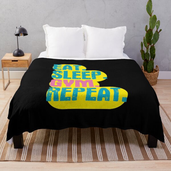 Item preview, Eat Sleep Gym Repeat - Funny Retro Vintage Colors Typography Satire designed and sold by FunnyHomeQuotes.