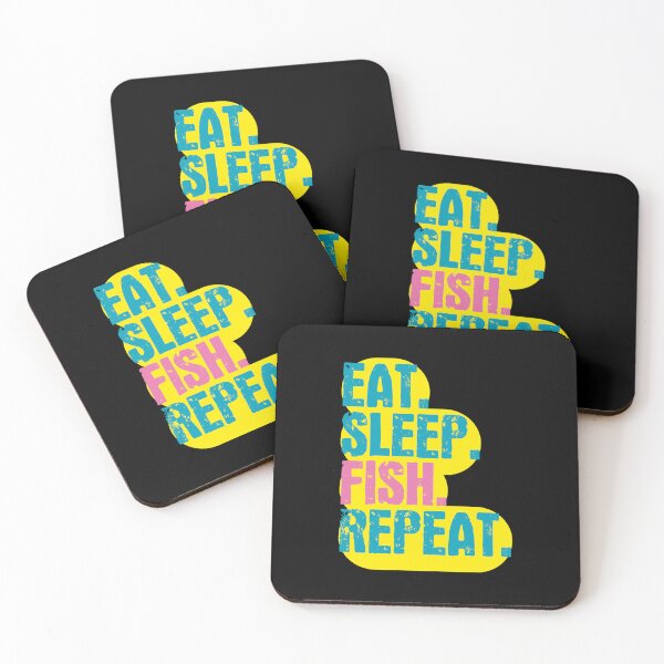 Item preview, Eat Sleep Fish Repeat - Funny Retro Vintage Colors Typography Satire designed and sold by FunnyHomeQuotes.