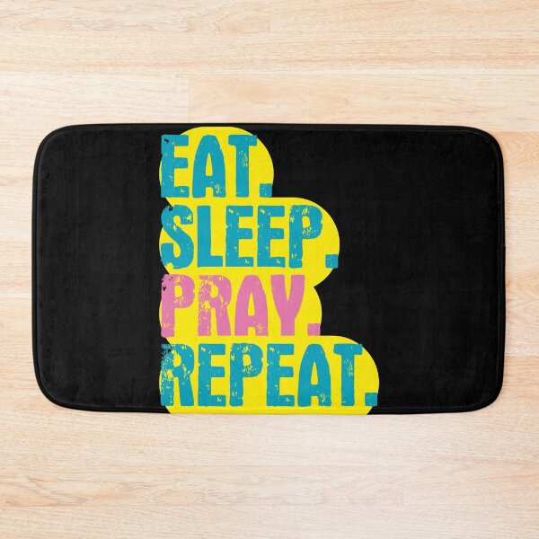Item preview, Eat Sleep Pray Repeat - Funny Retro Vintage Colors Typography Satire designed and sold by FunnyHomeQuotes.
